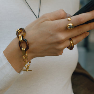 Titanium Steel Amber Resin OT Bracelet