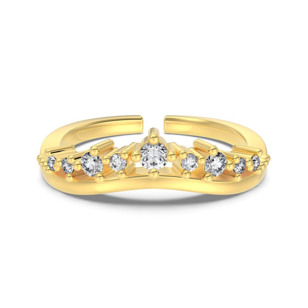 S925 Sterling Silver Vegetarian Ring Cute Stackable Open Ring