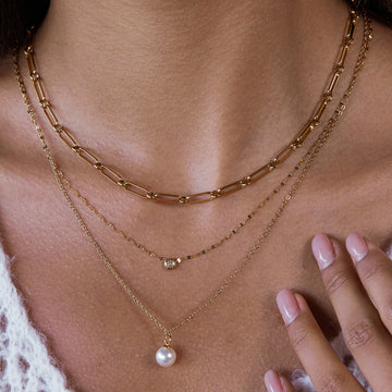 Titanium steel imitation pearl necklace