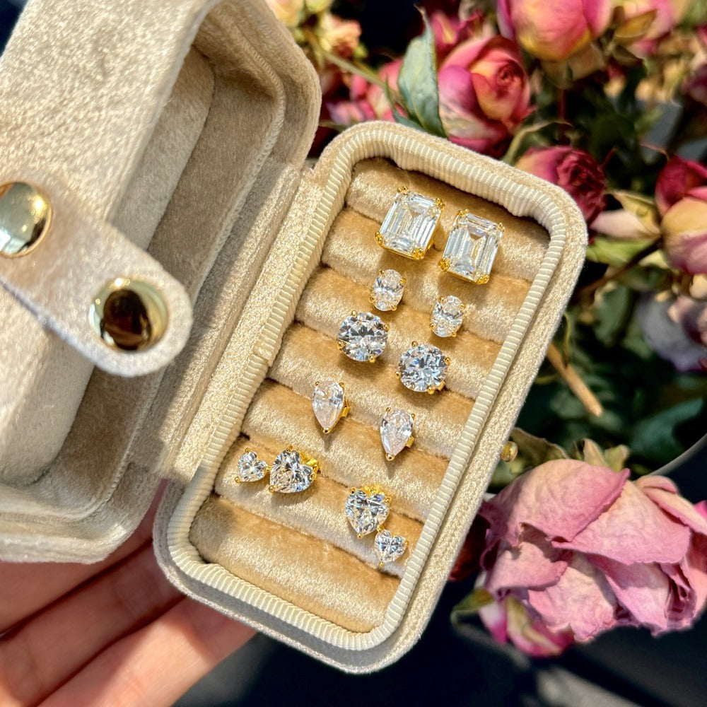 S925 Sterling Silver Gold Miniature Stud Earrings