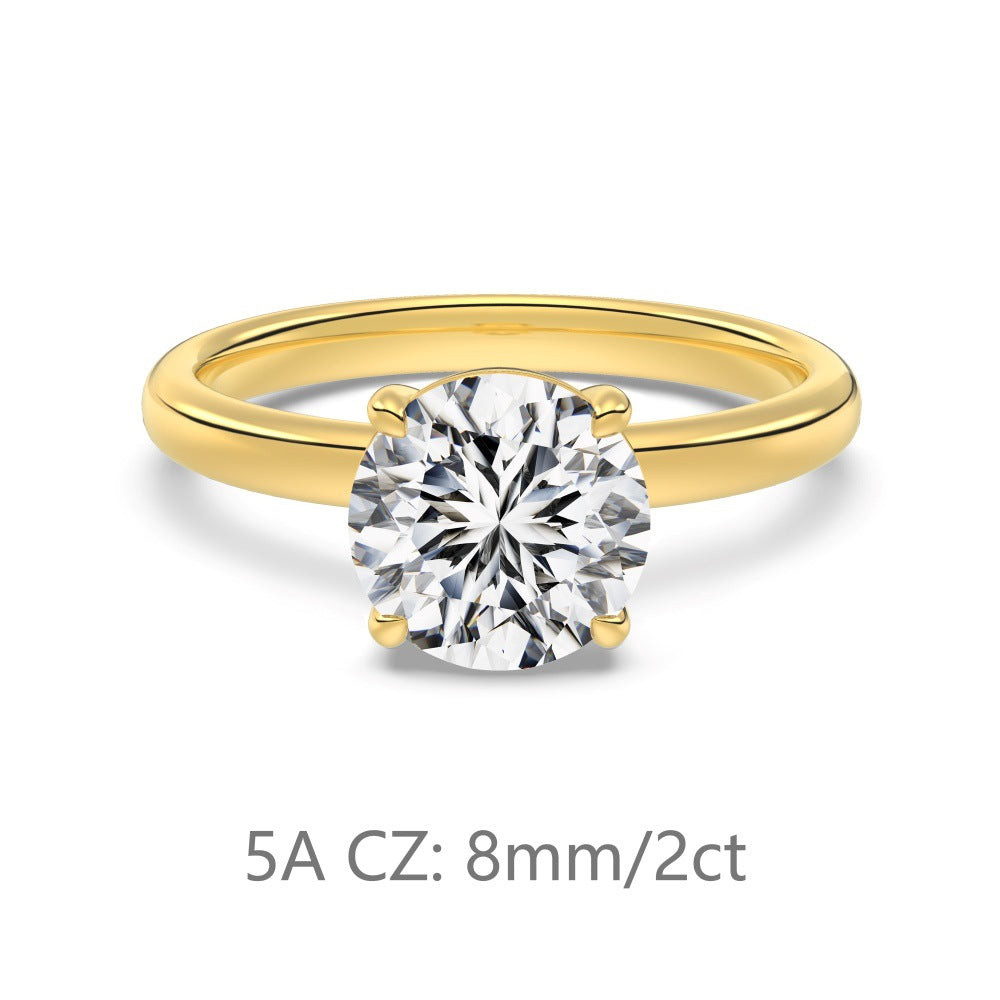 S925 Sterling Silver Single Main Diamond Proposal Wedding Ring