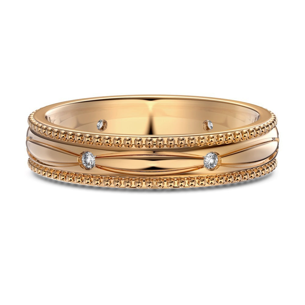 S925 Sterling Silver Plain Silver Male and Female Couple Ring-1