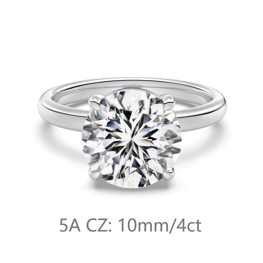 S925 Sterling Silver Single Main Diamond Proposal Wedding Ring