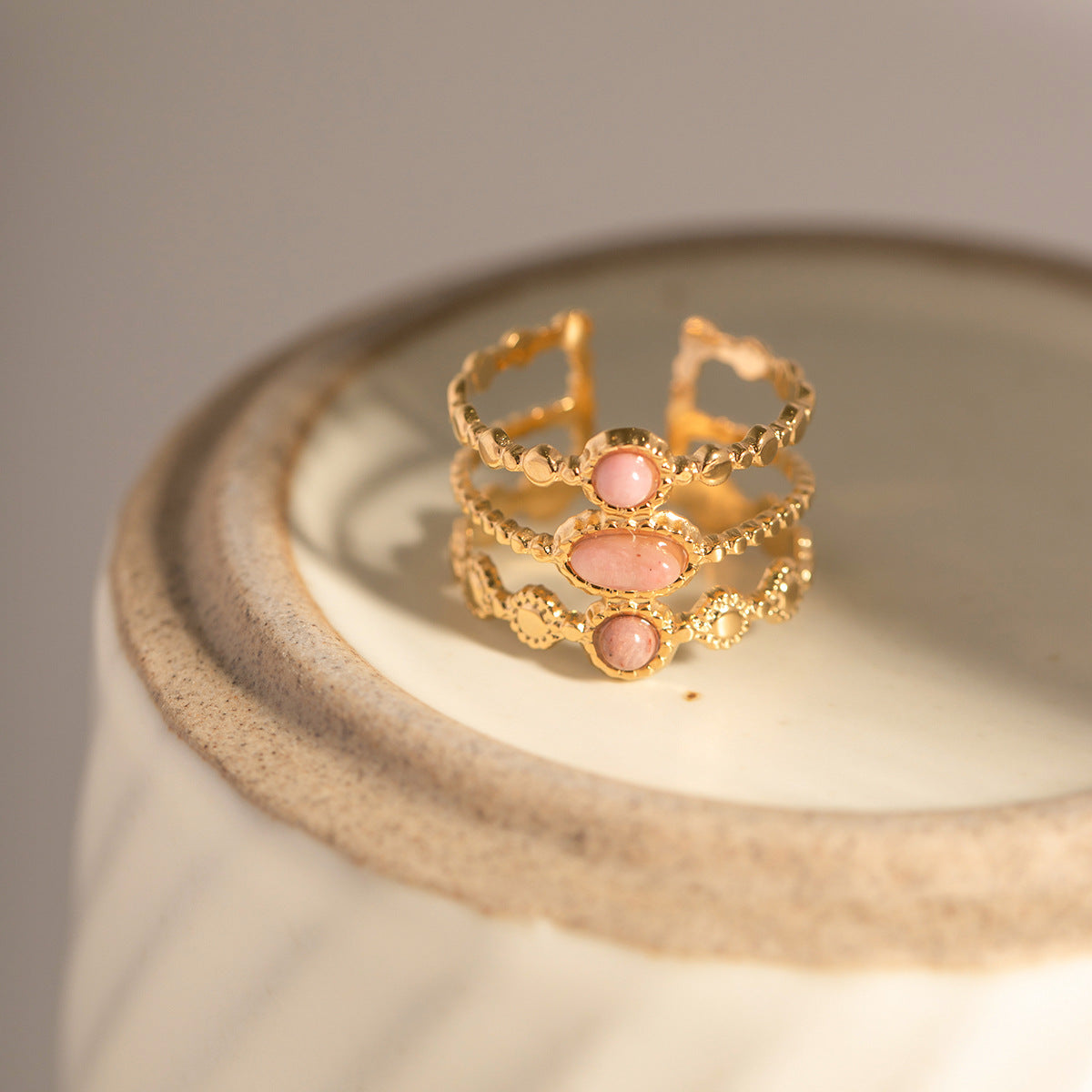 Natural redstone titanium steel ring