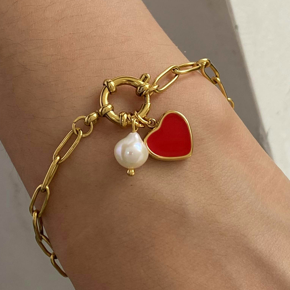 Stainless steel oil drop love pendant bracelet