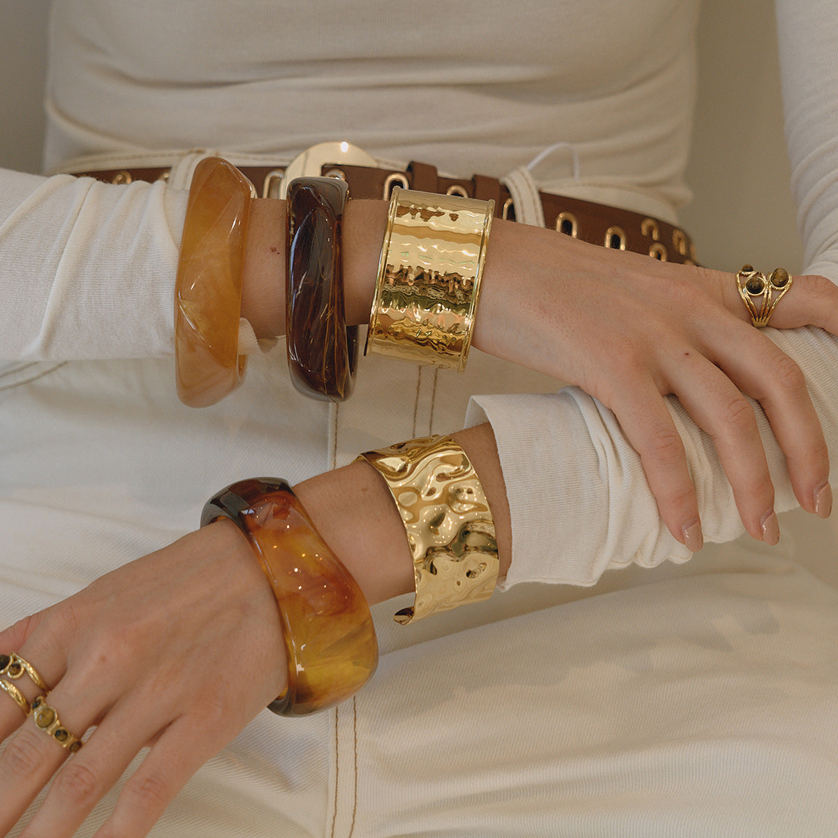 Irregular wide-sided resin bracelet
