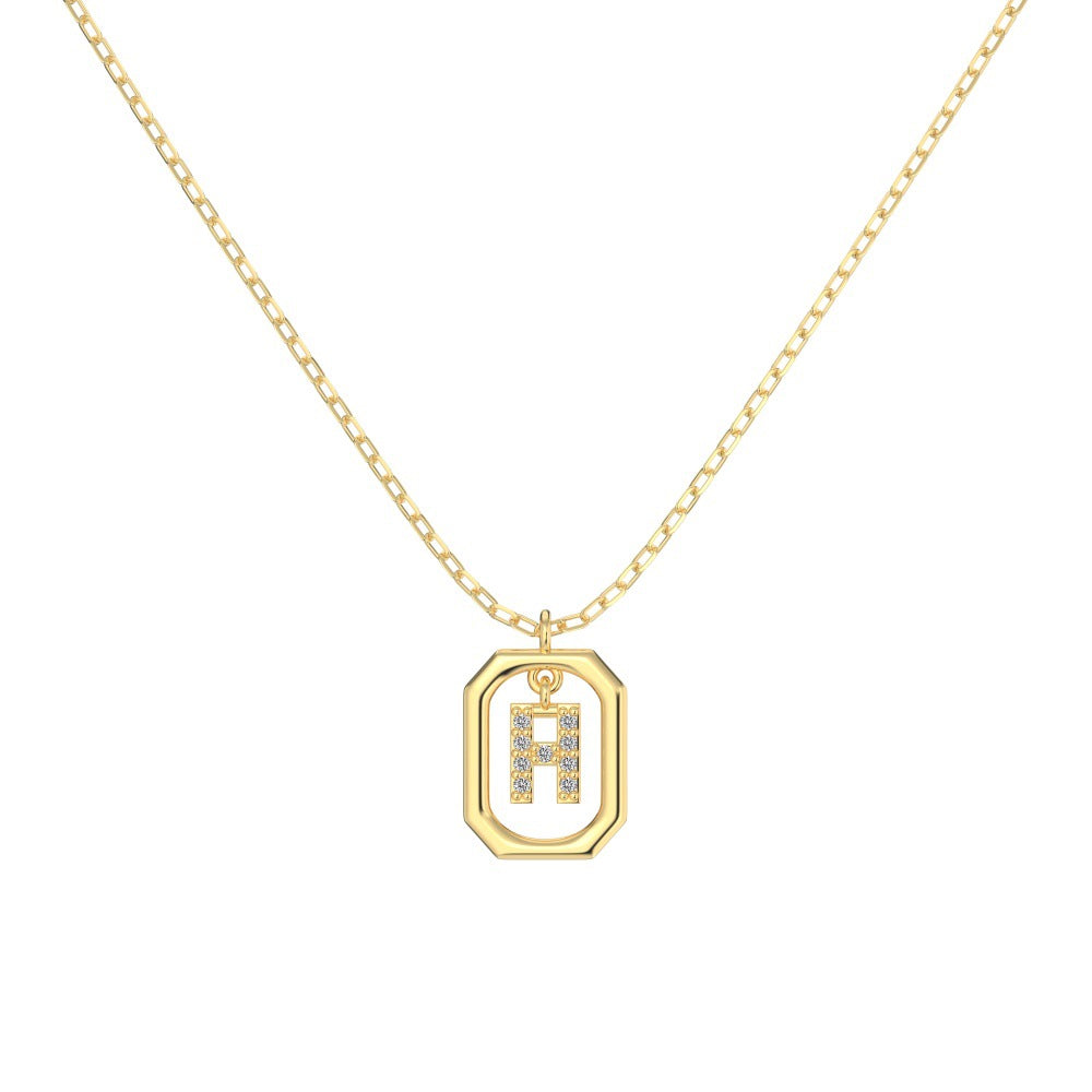 S925 Sterling Silver Hollow Pendant 26 Letter Necklace