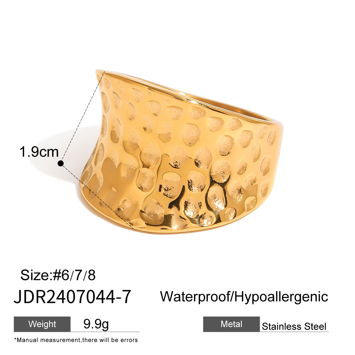 Stainless steel gold pearl ring