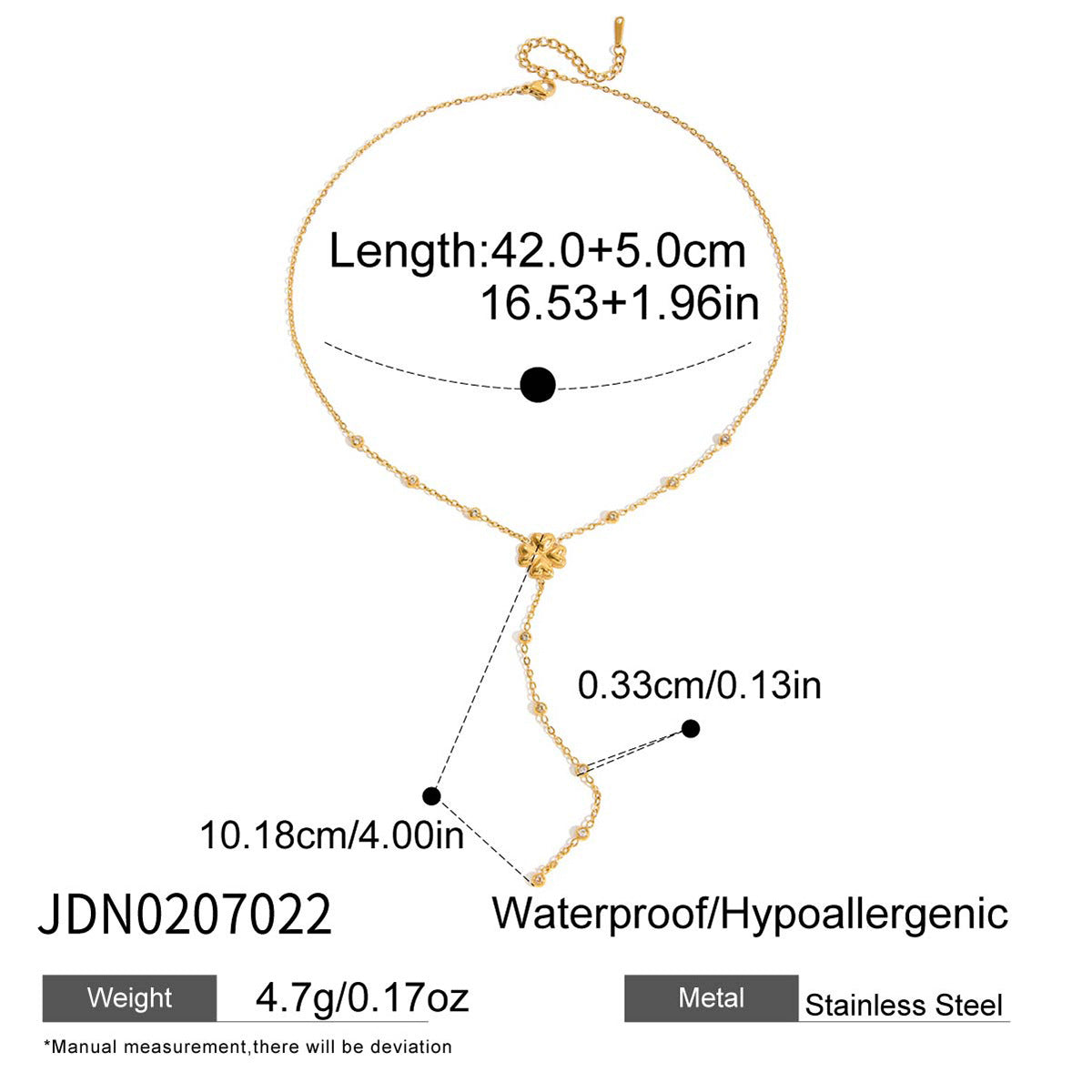 Stainless steel zircon y-shaped sweater chain necklace