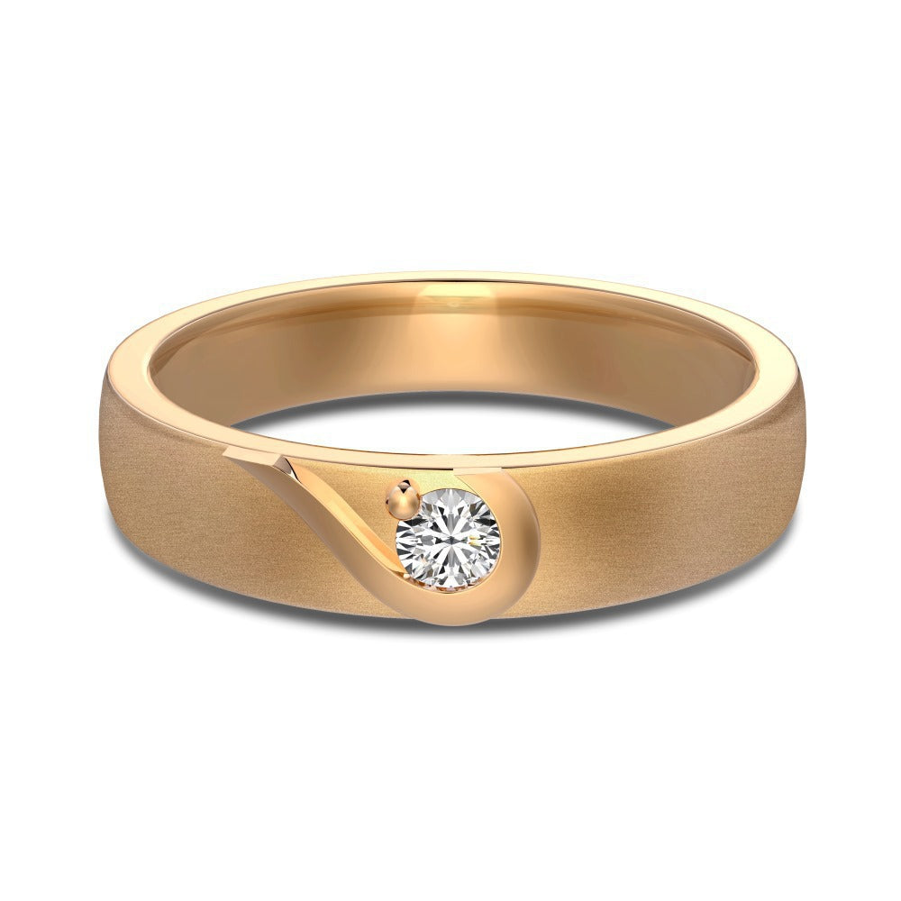 S925 Sterling Silver Plain Silver Male and Female Couple Ring-2