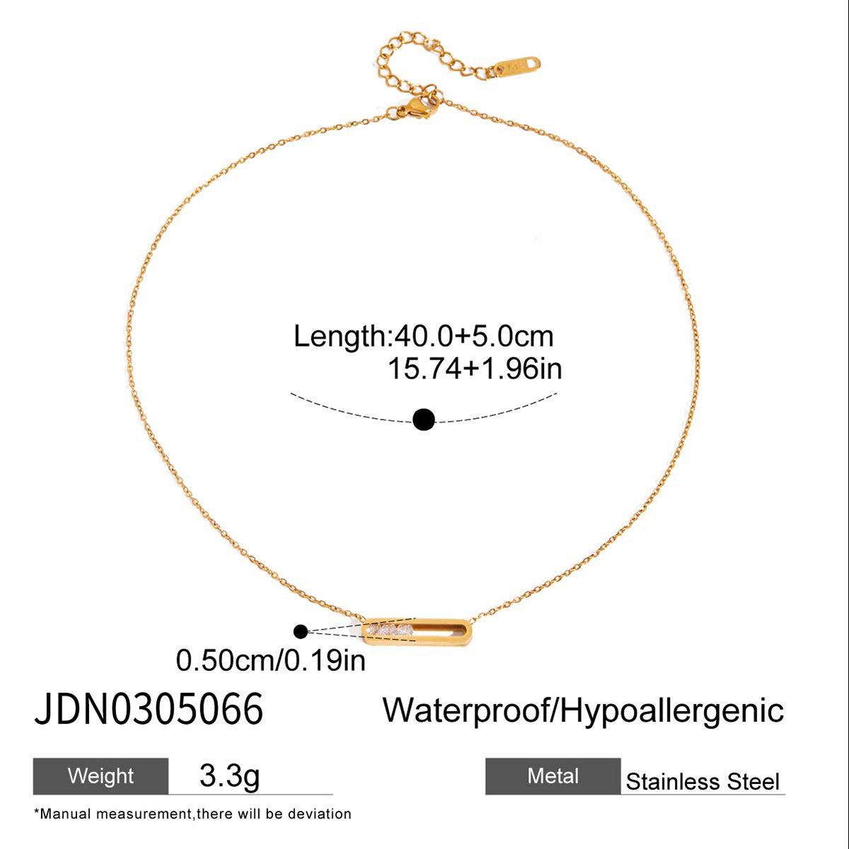 Rhinestone titanium steel necklace