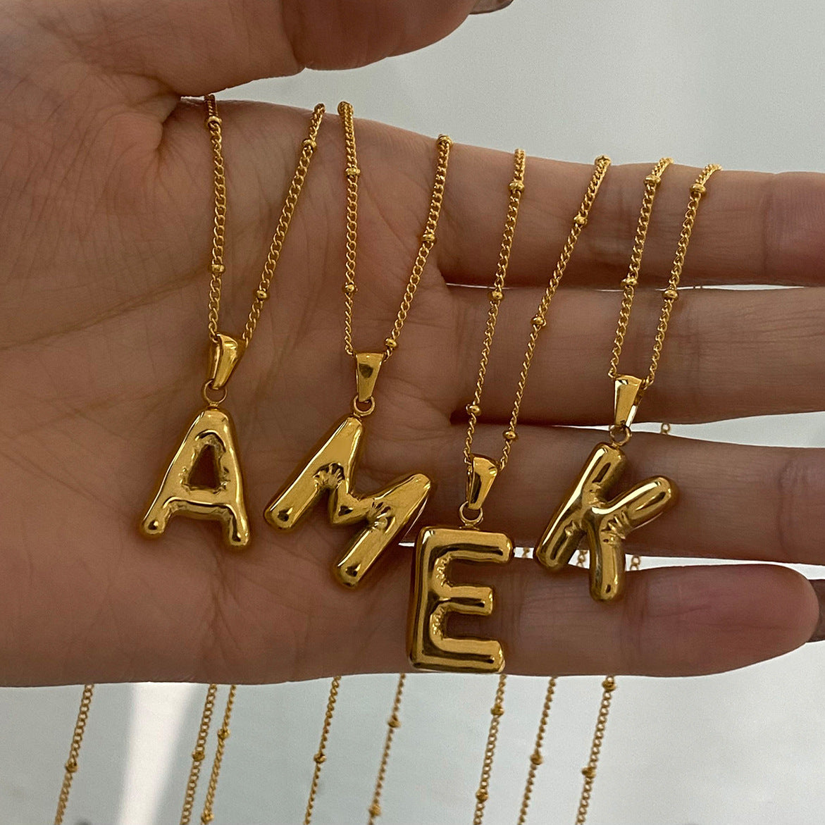 Stainless steel letter pendant necklace