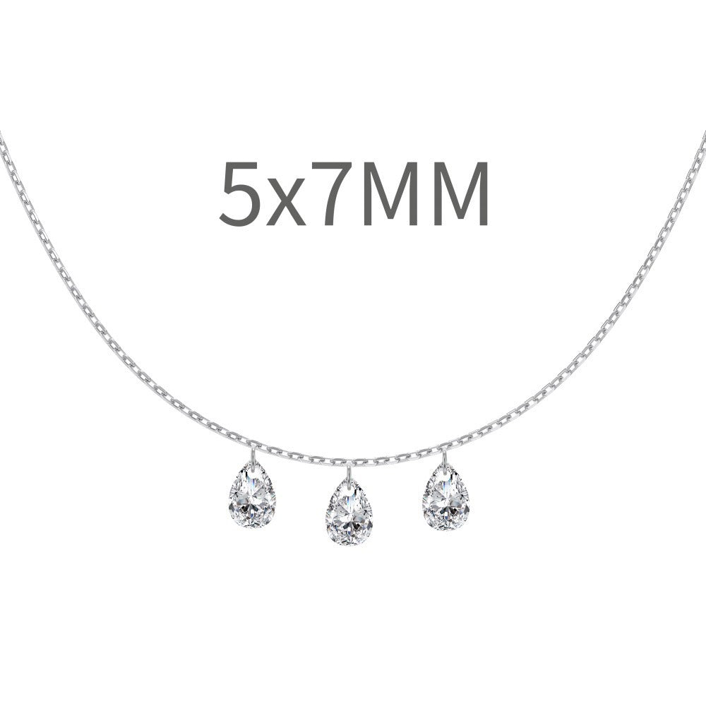 S925 Sterling Silver Tassel Oval Water Drop Wedding Necklace