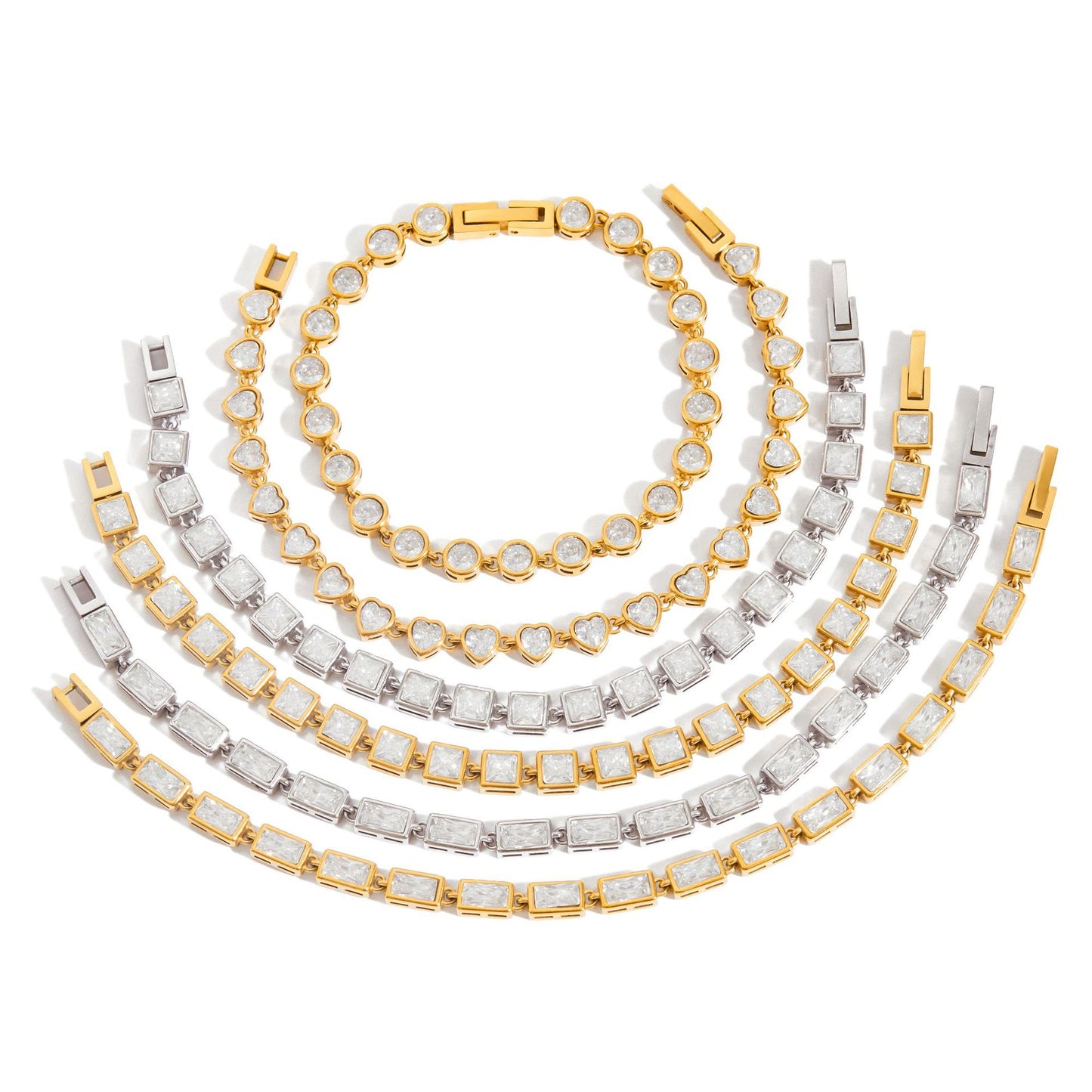 Zircon-studded Stainless Steel Full Diamond Bracelet