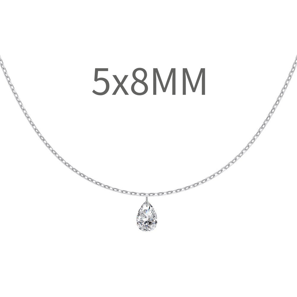 S925 Sterling Silver Tassel Oval Water Drop Wedding Necklace
