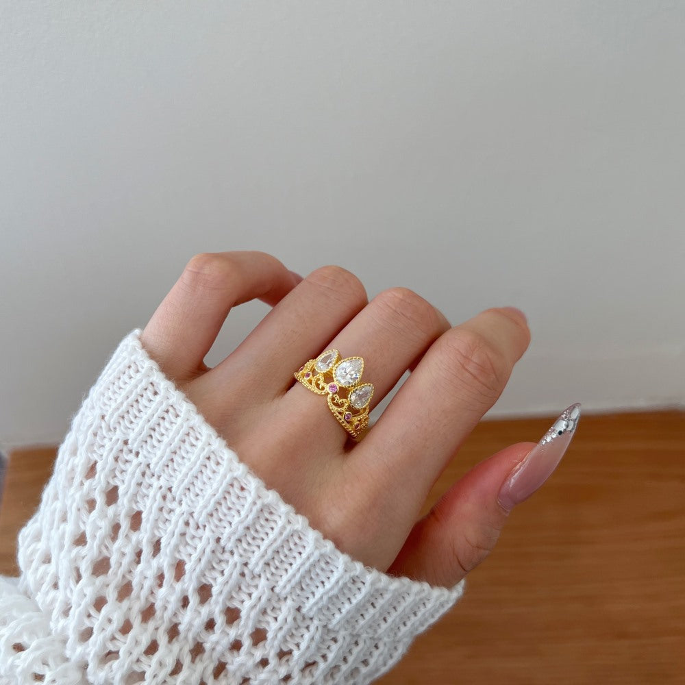 S925 Sterling Silver Crown Luxury Wedding Ring