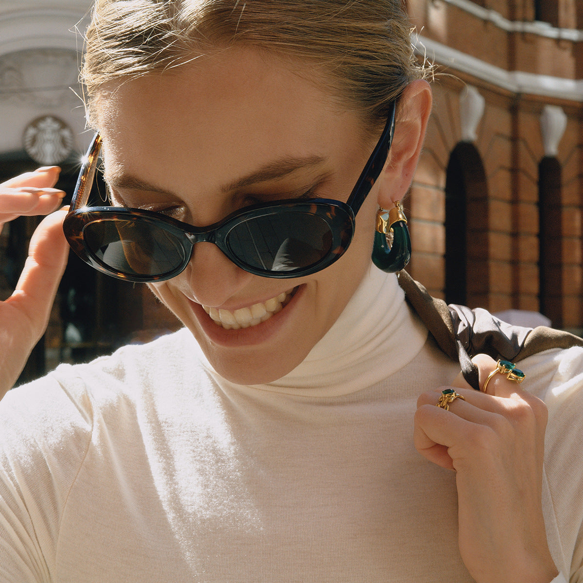 Resin stainless steel earrings