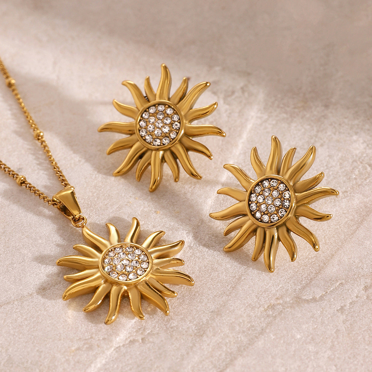 Sunflower Pendant Flower Stainless Steel Necklace