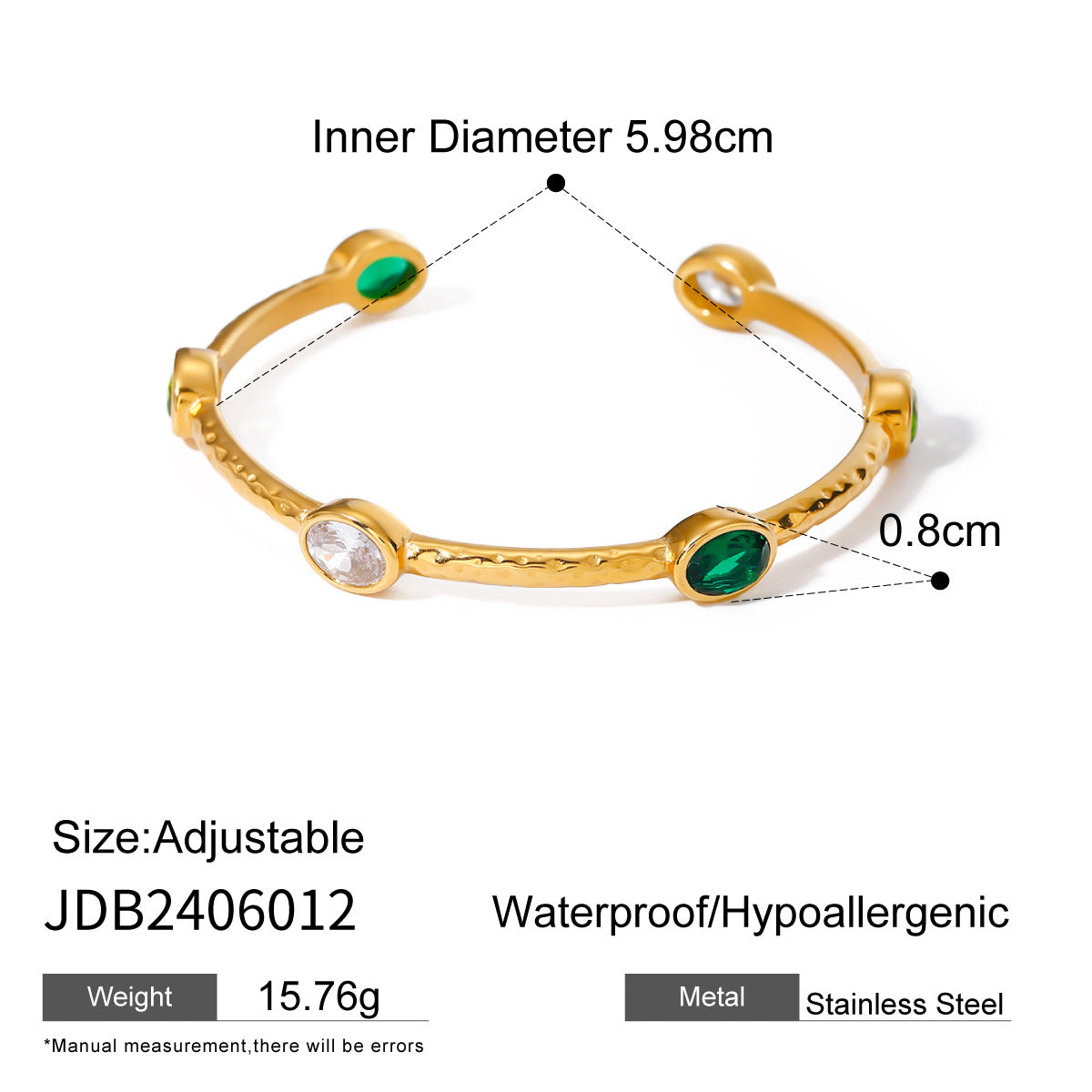 Stainless steel zircon bracelet