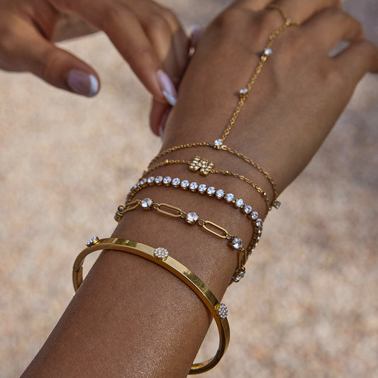 Stainless steel rhinestone buckle bracelet