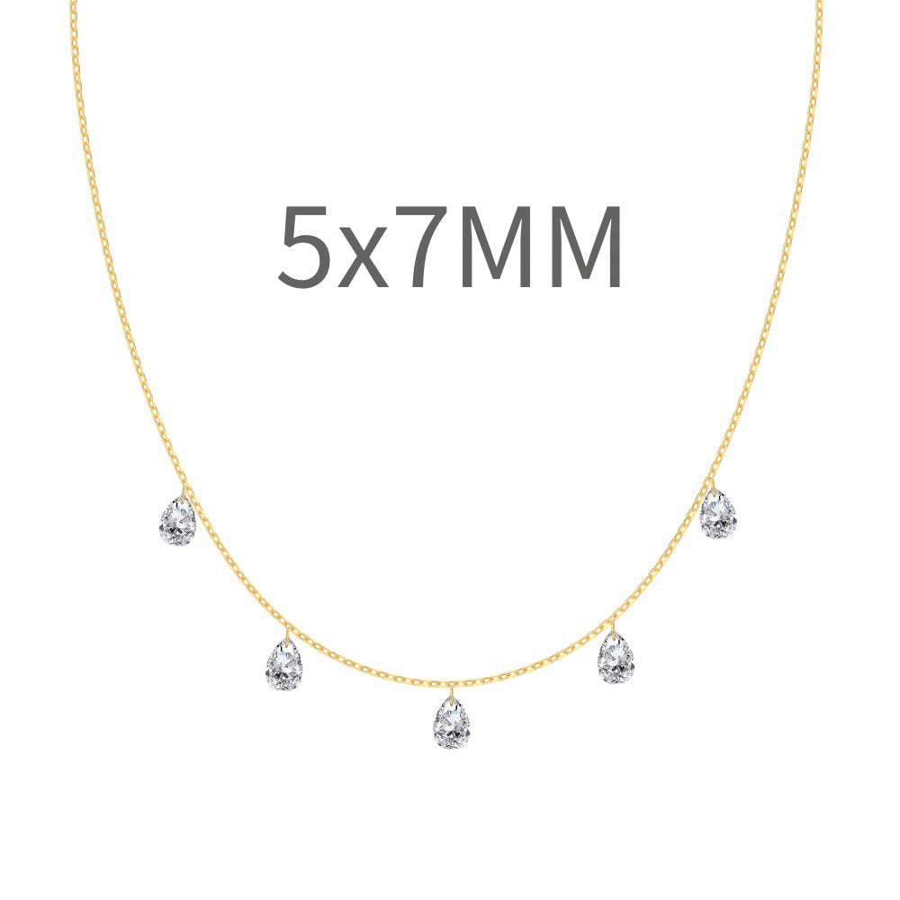 S925 Sterling Silver Tassel Oval Water Drop Wedding Necklace