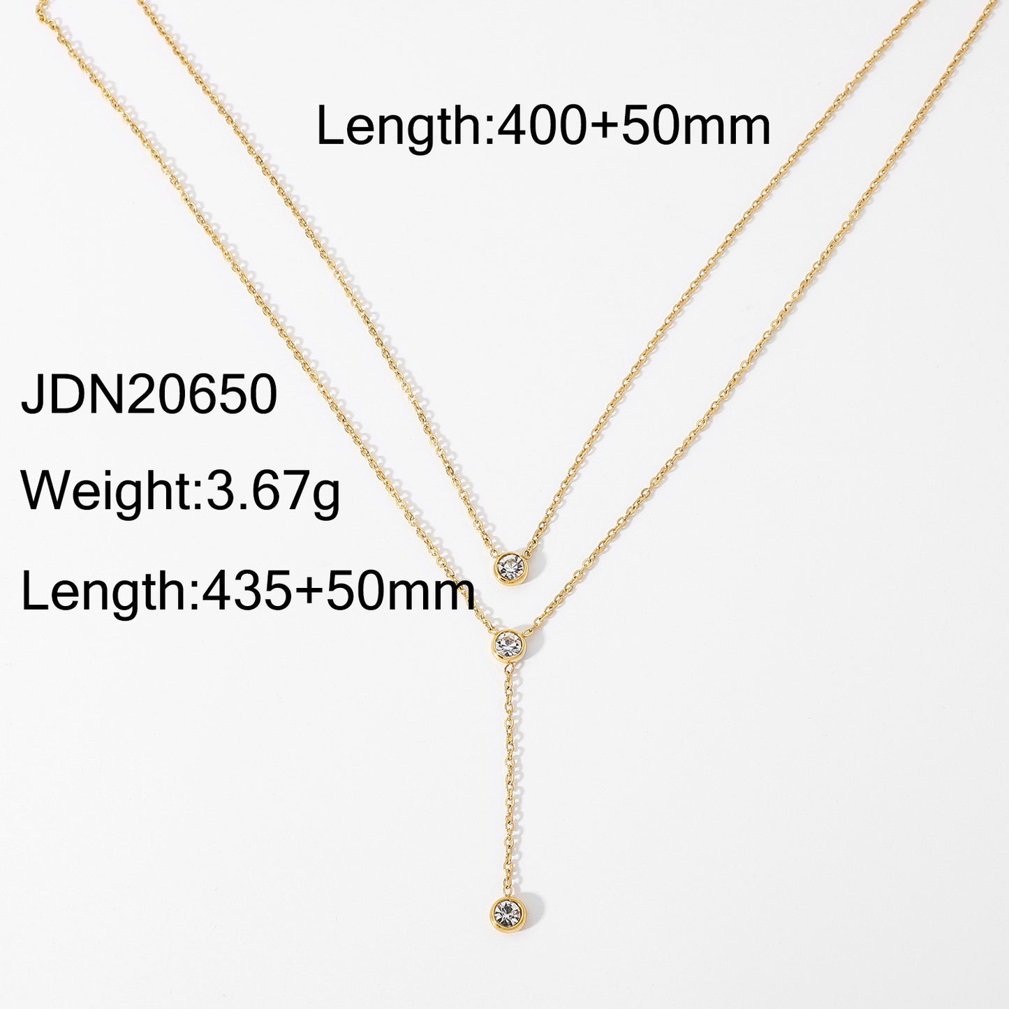 Stainless steel zircon y-shaped sweater chain necklace