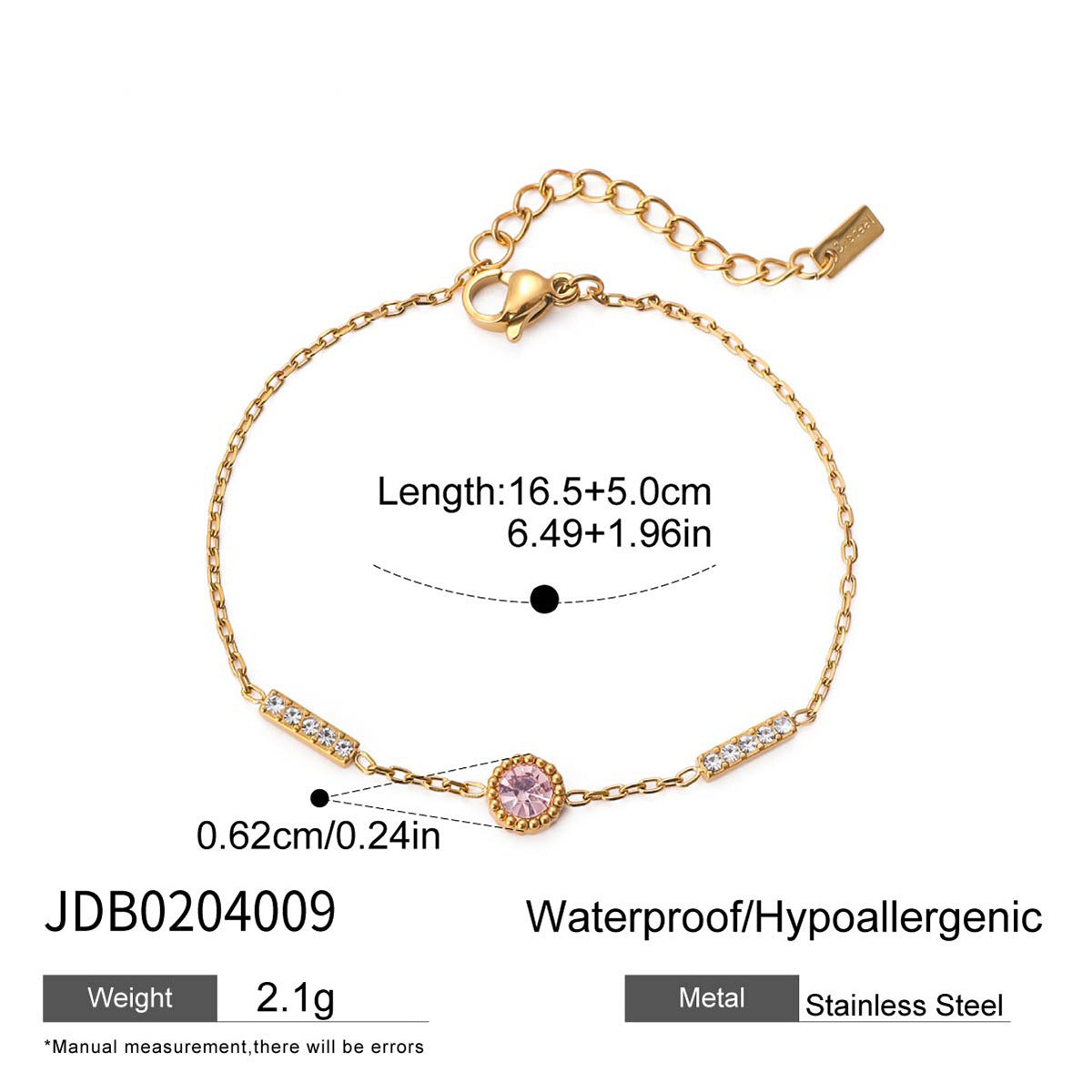 Stainless steel zircon bracelet