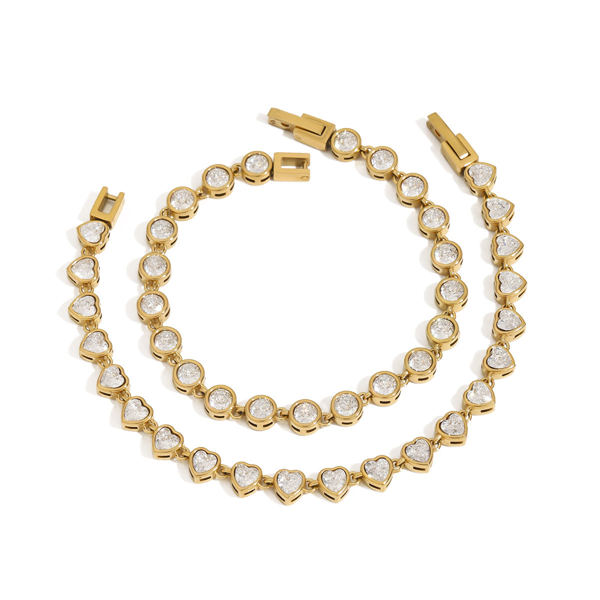 Stainless steel zircon stacked bracelet