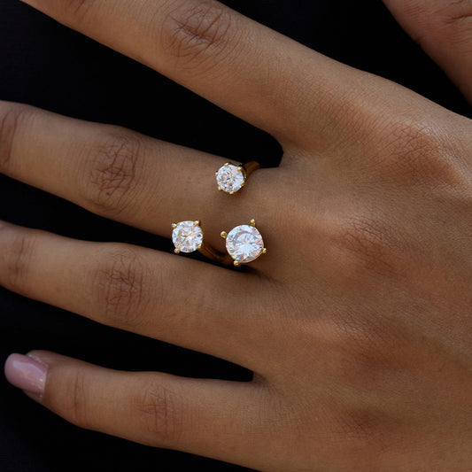 Titanium steel zircon open ring