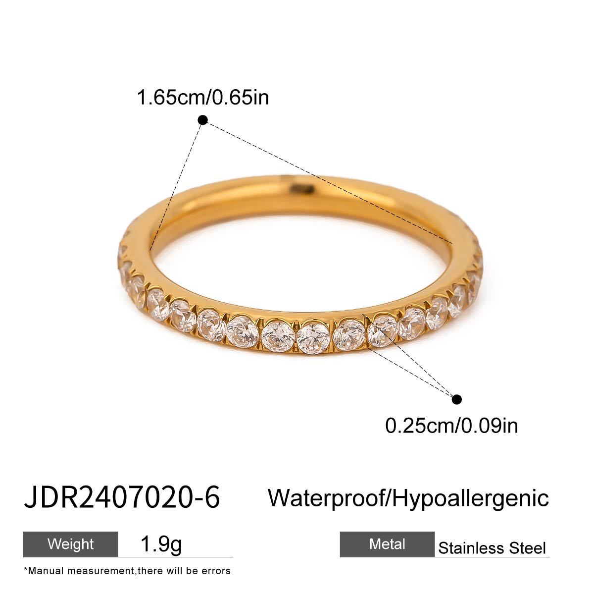 Titanium steel zircon stacked open ring