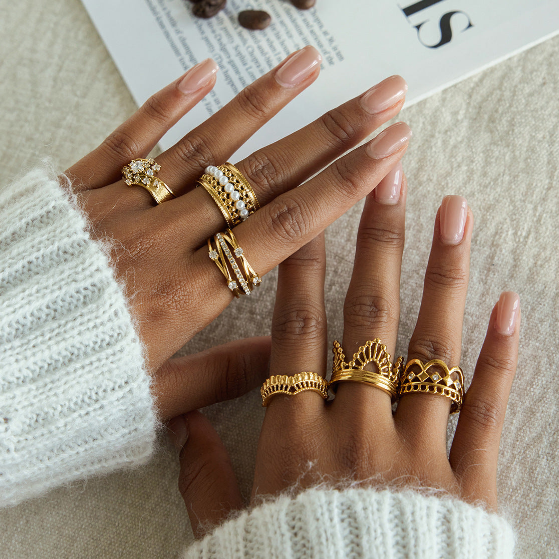 Titanium steel non-fading lace ring
