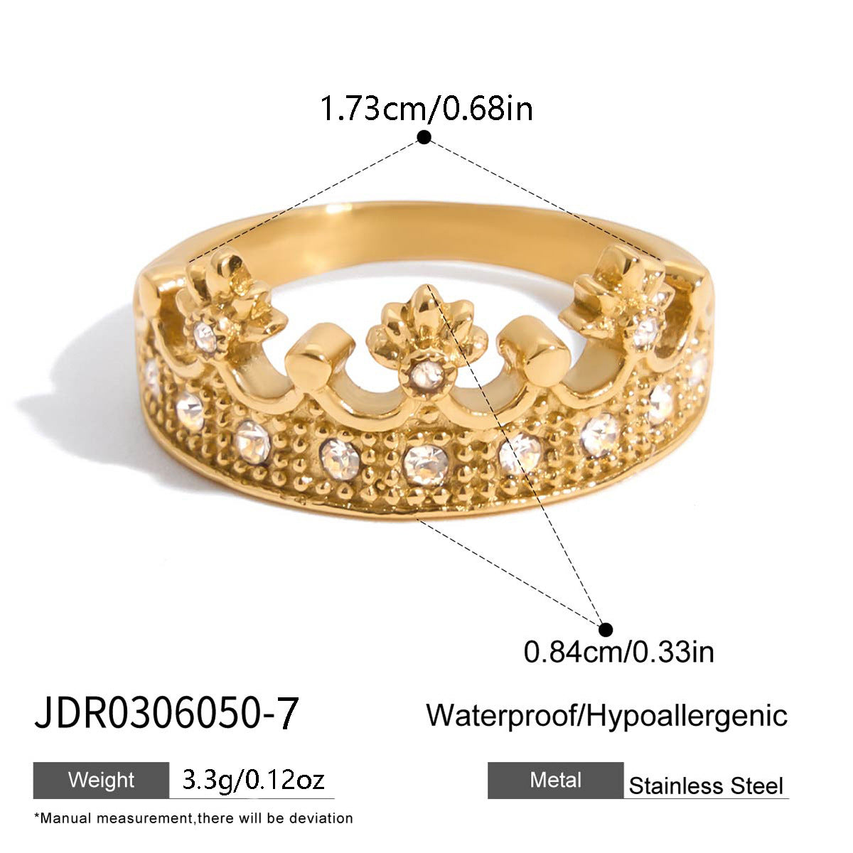 Popular rhinestone crown ring
