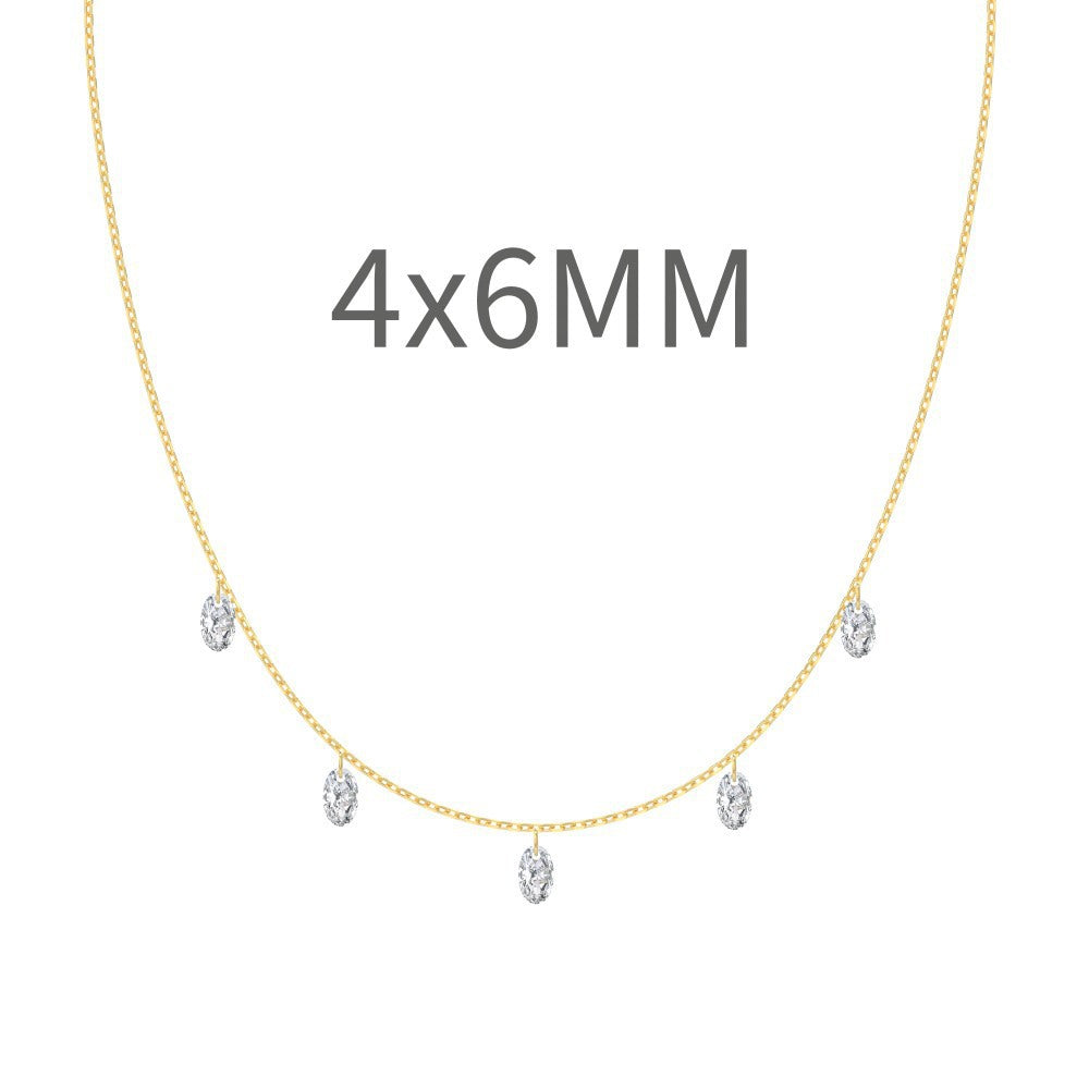 S925 Sterling Silver Tassel Oval Water Drop Wedding Necklace