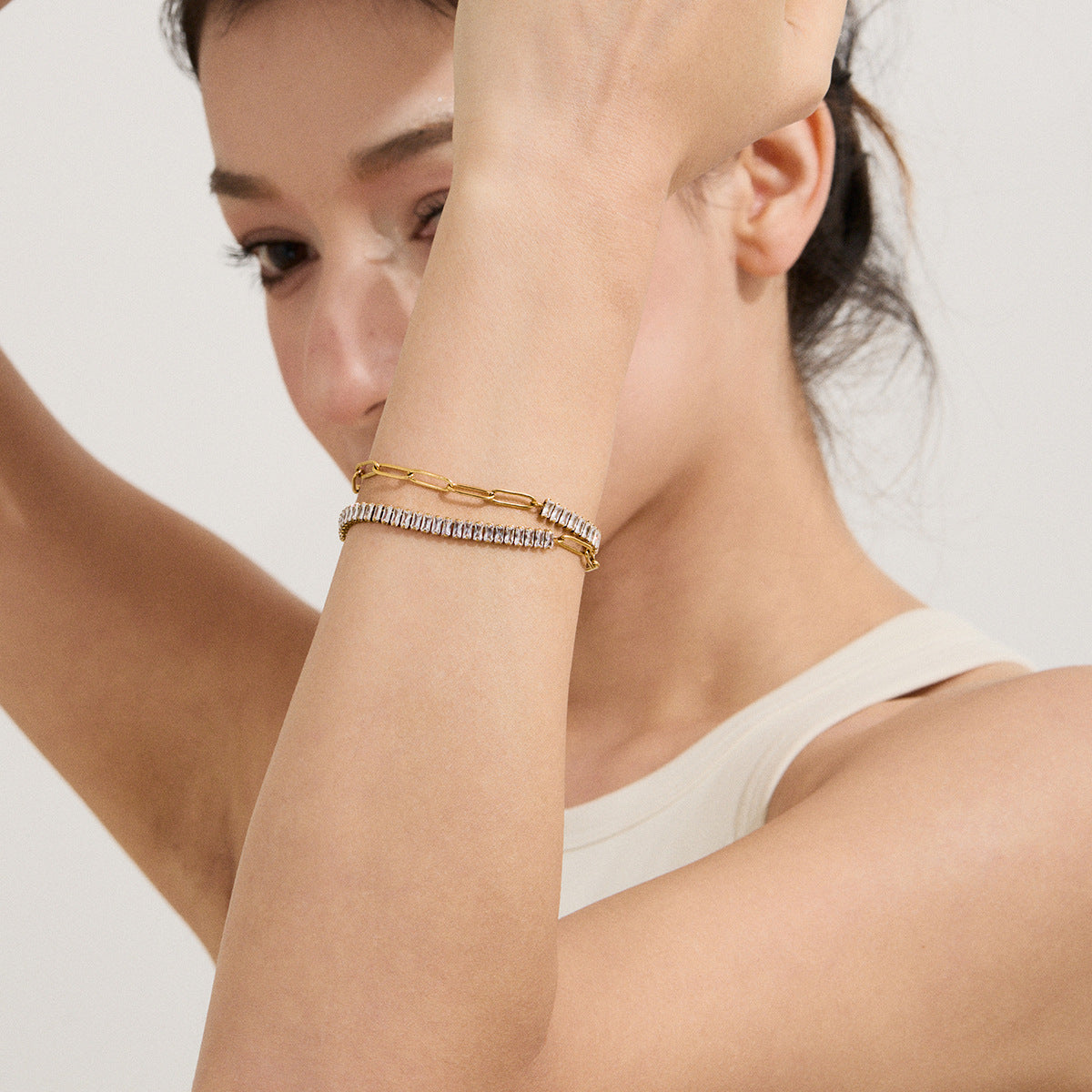 Stainless steel zircon bracelet