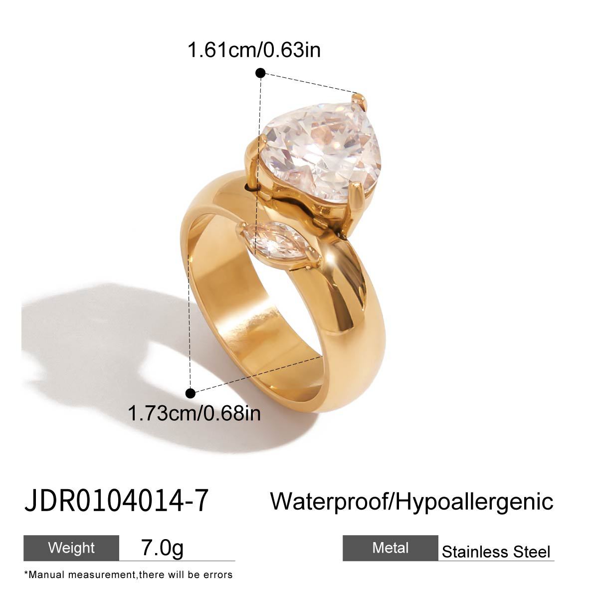 Titanium steel zircon stacked open ring