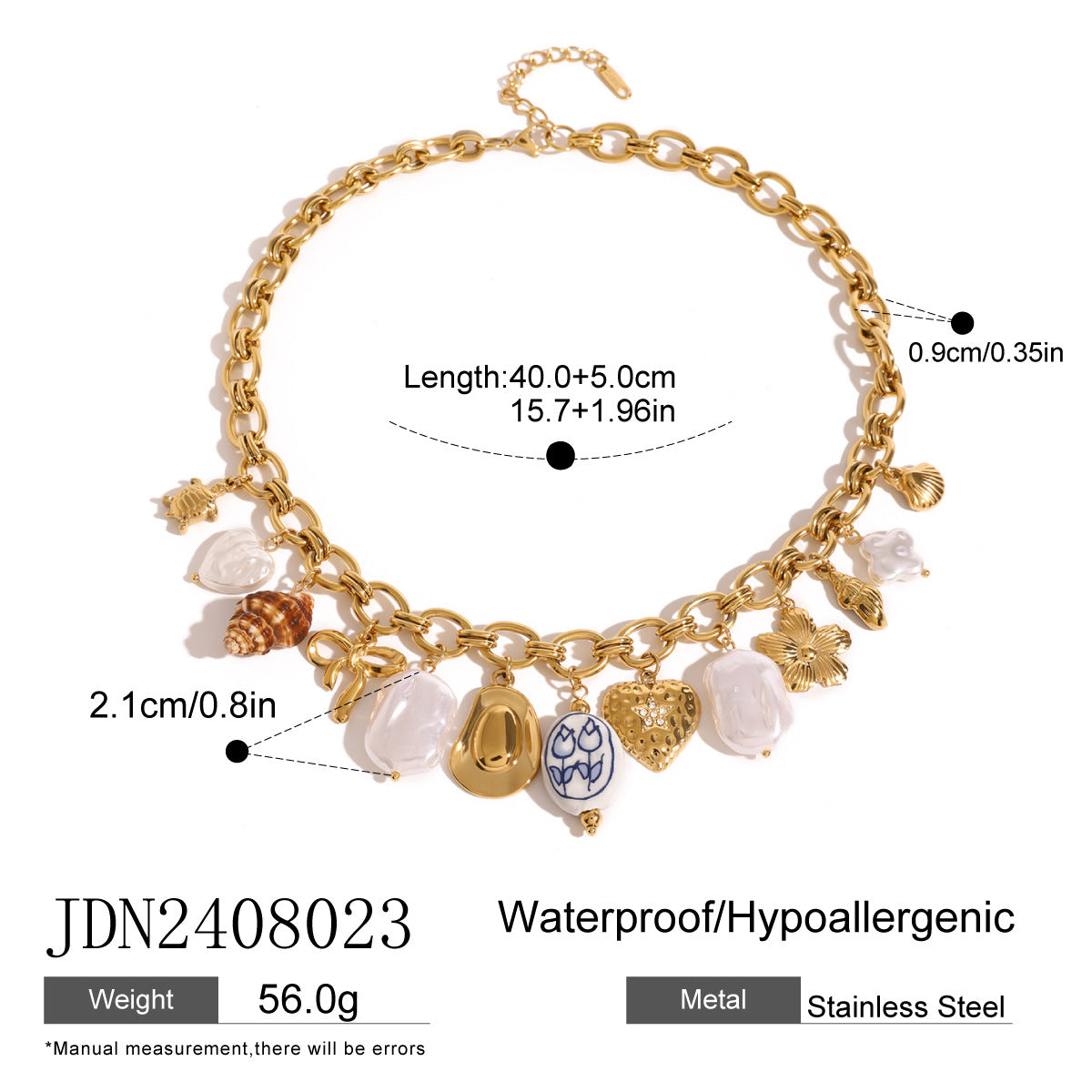 Stainless steel oil drop pearl love necklace