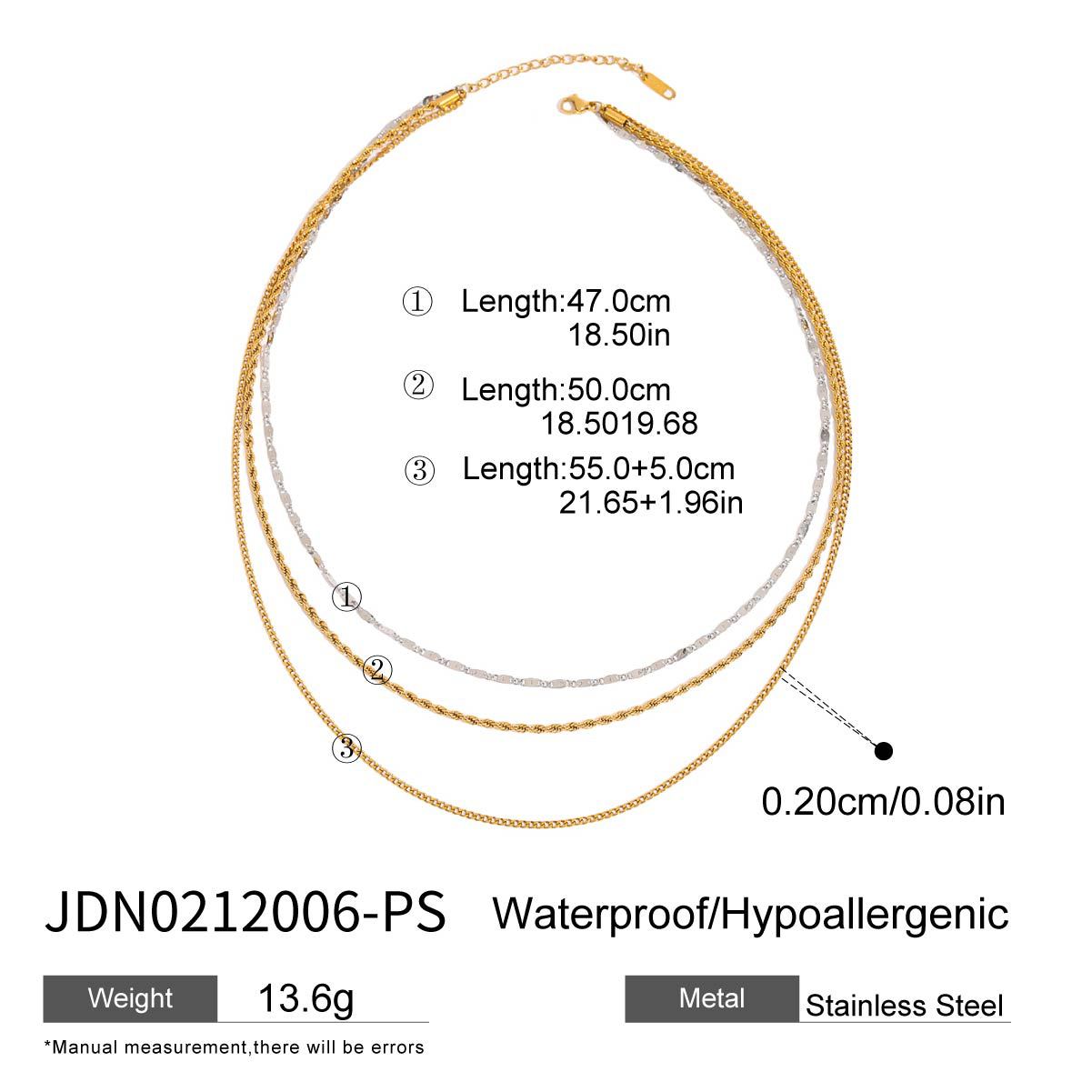 Three-layer stacked titanium steel necklace