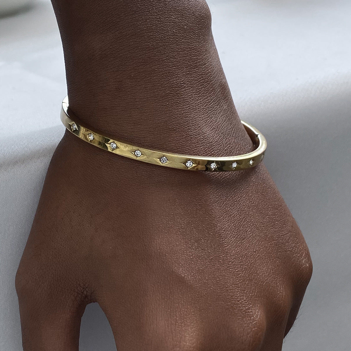 Stainless steel rhinestone buckle bracelet