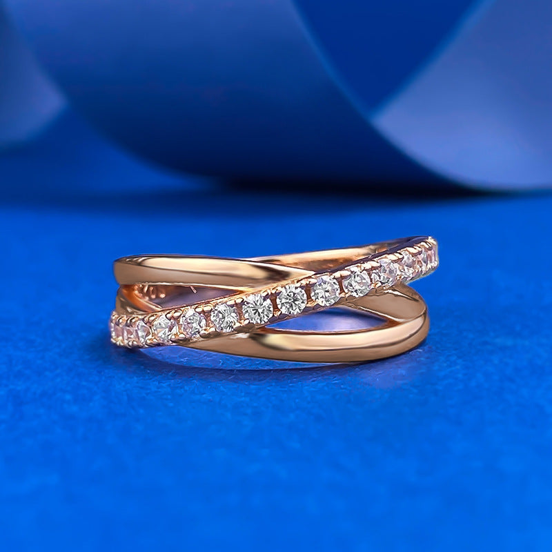 S925 silver three-ring winding ring line ring