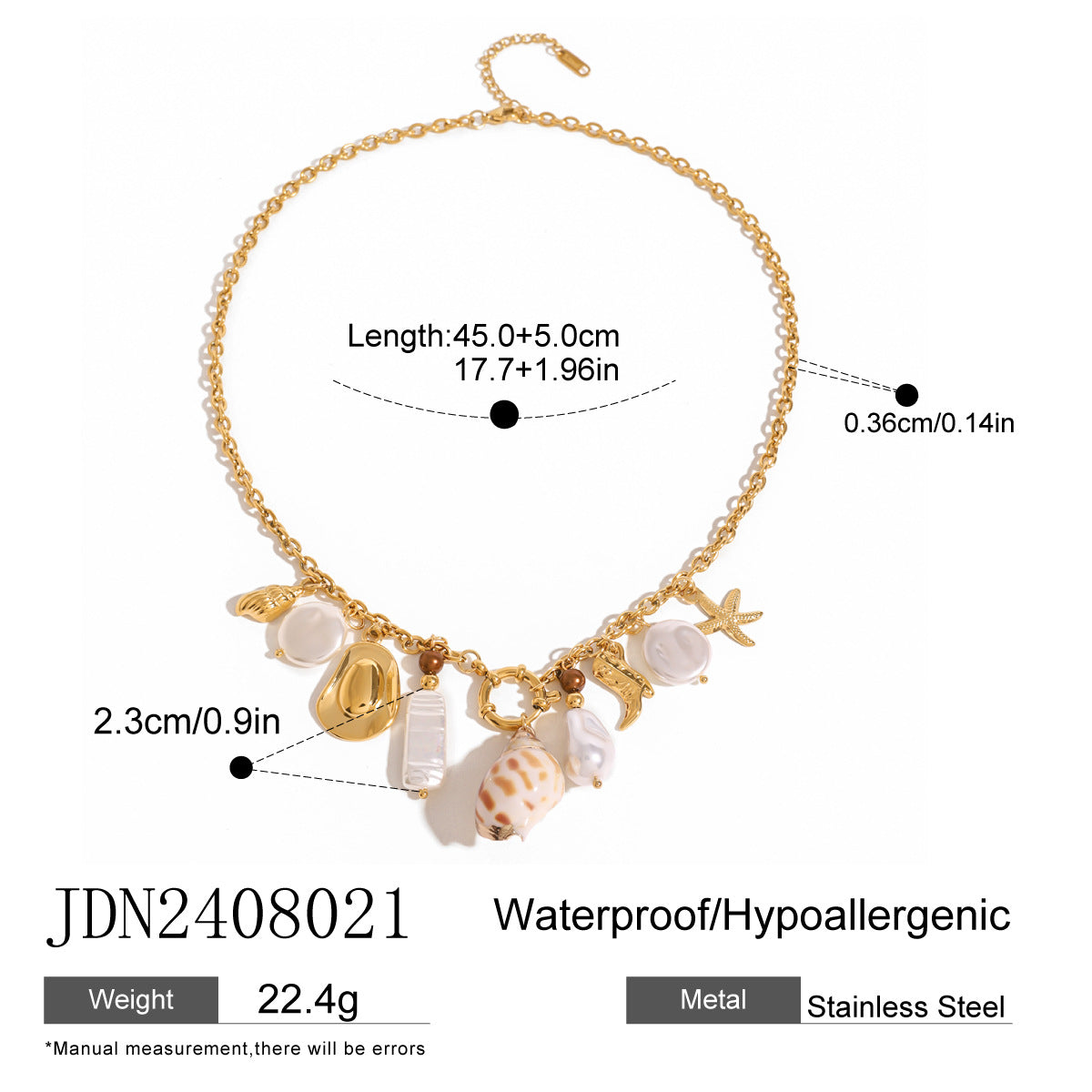 Stainless steel oil drop pearl love necklace