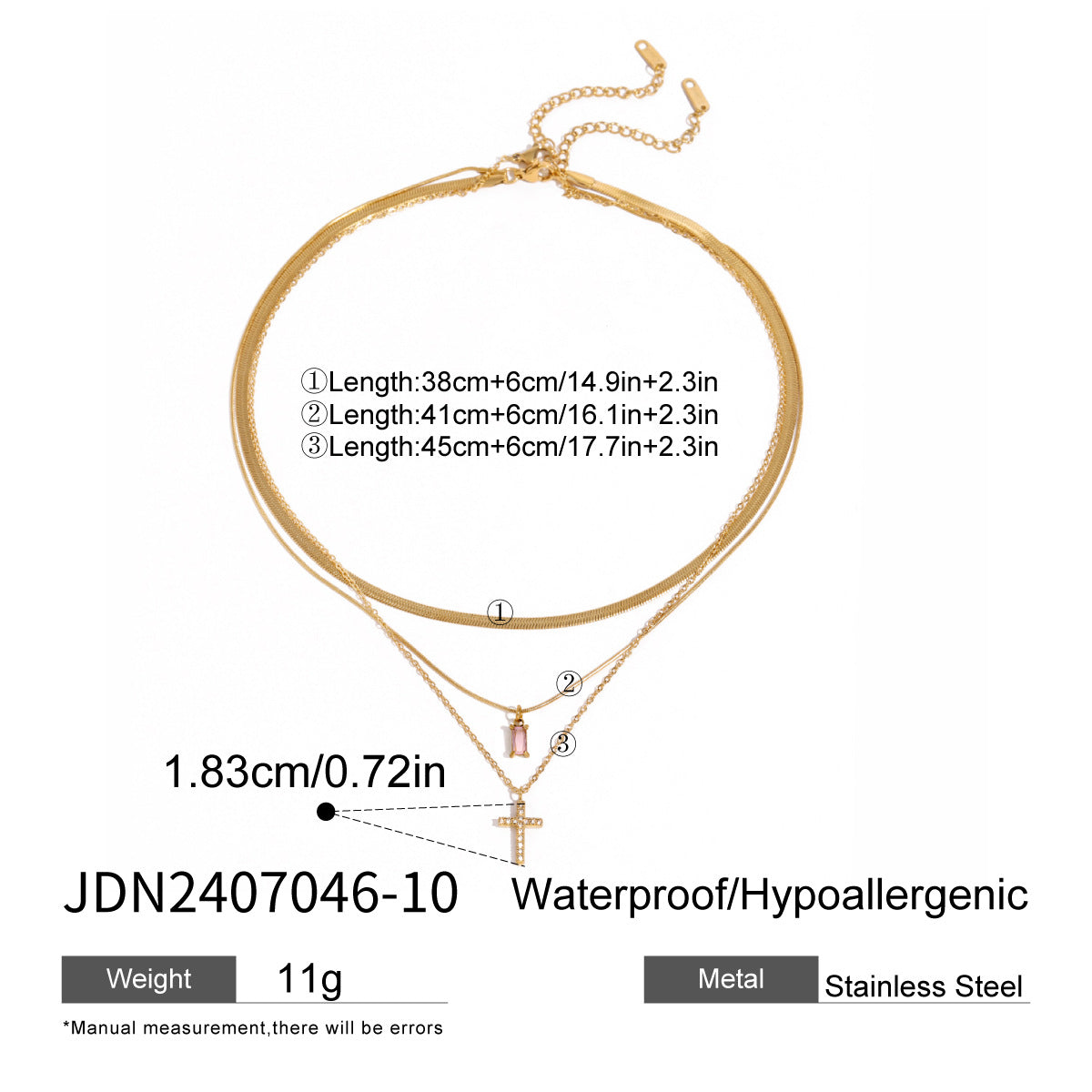 Three-layer clavicle chain stainless steel necklace