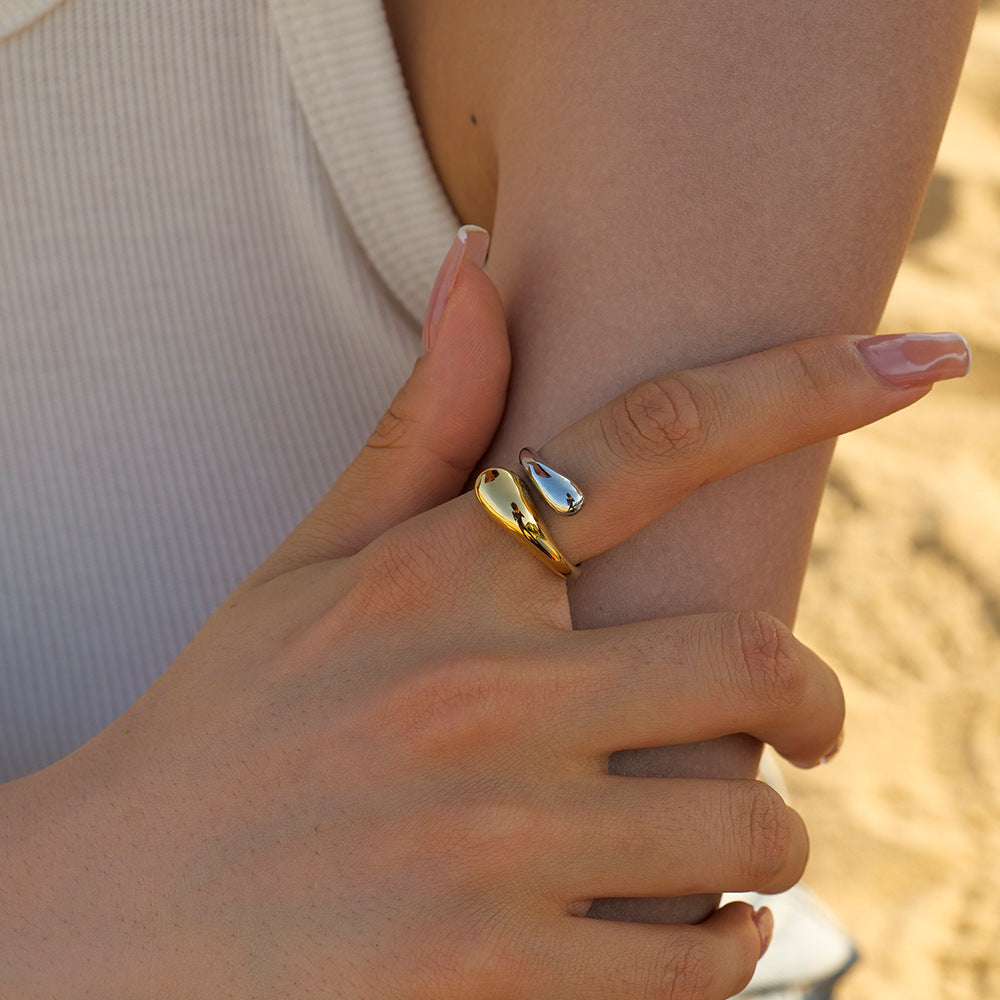 Stainless steel chunky cross opening ring