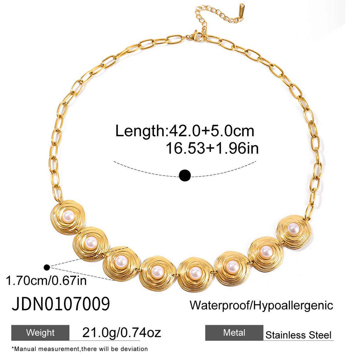 Titanium steel pearl necklace bracelet