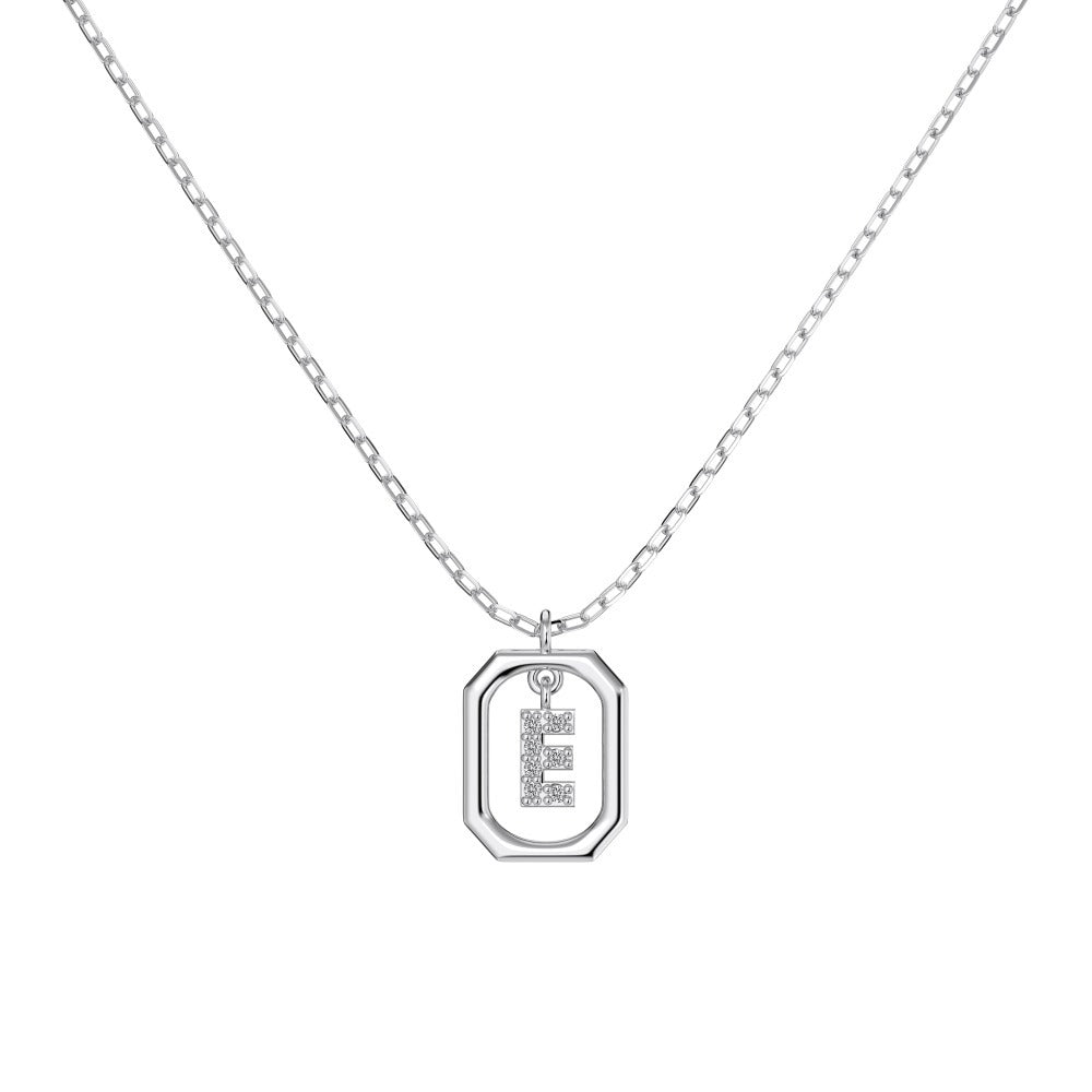 S925 Sterling Silver Hollow Pendant 26 Letter Necklace