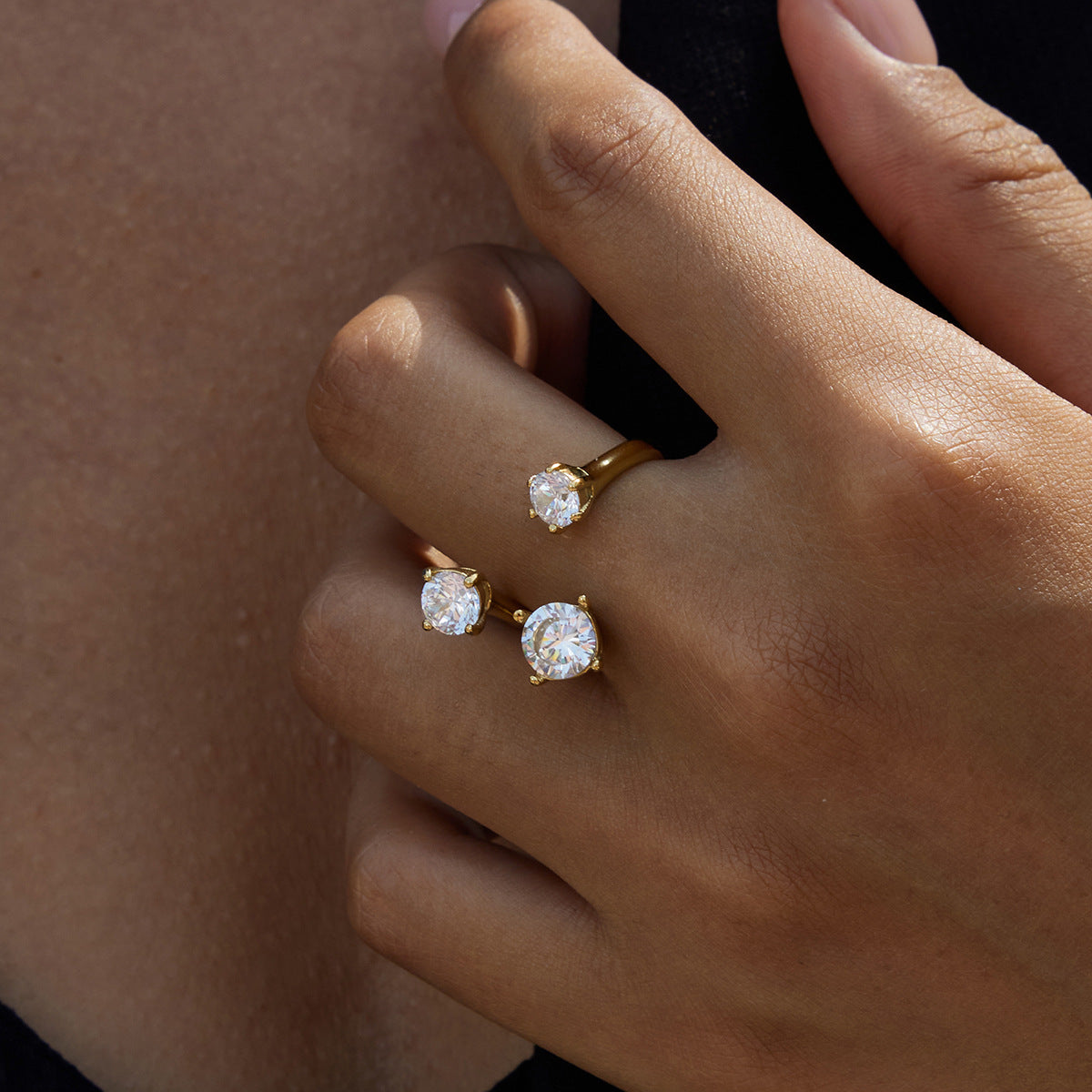 Titanium steel zircon open ring