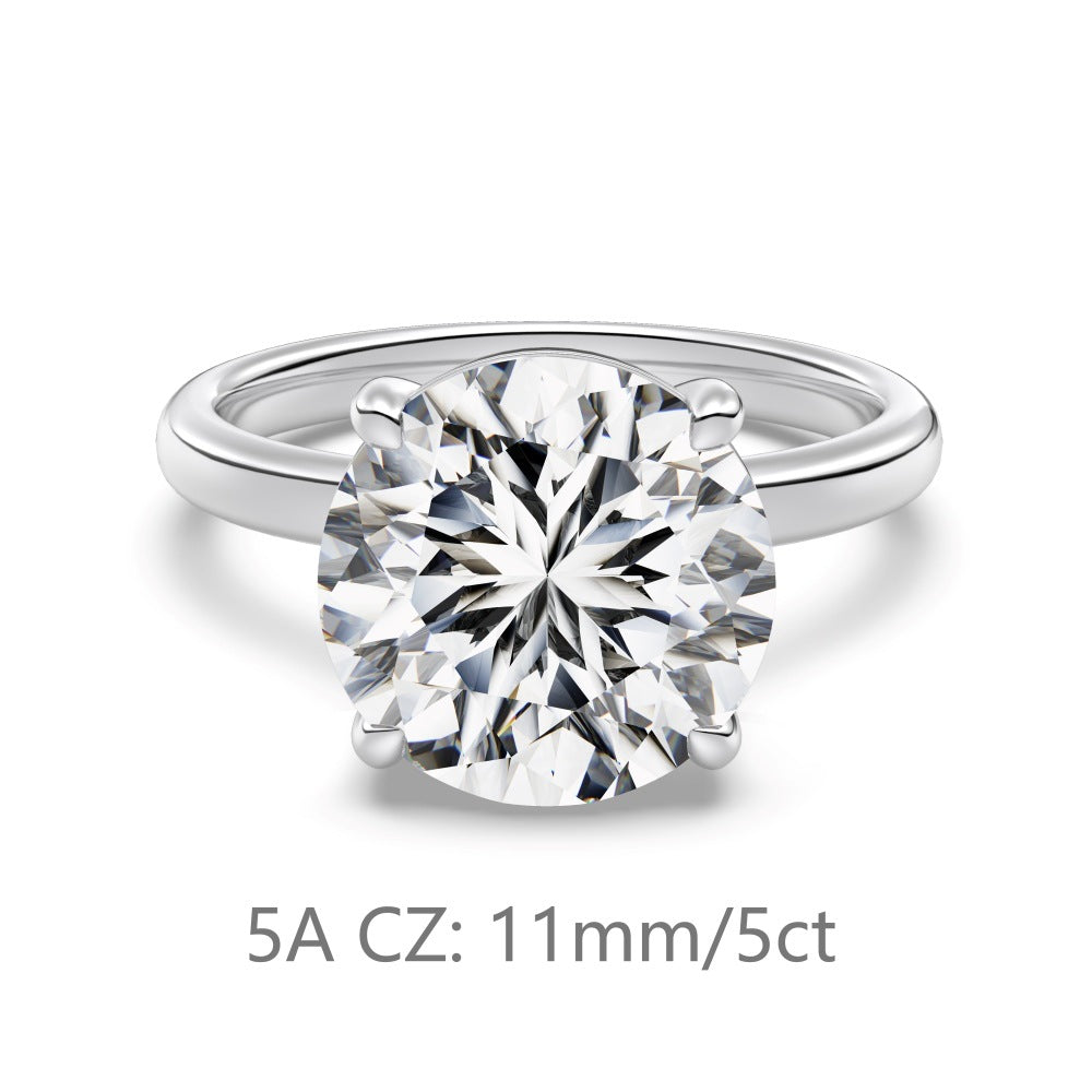 S925 Sterling Silver Single Main Diamond Proposal Wedding Ring