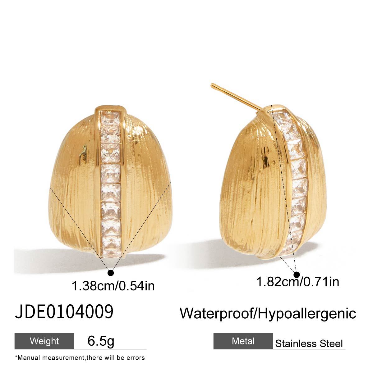 Stainless steel zircon stud earrings