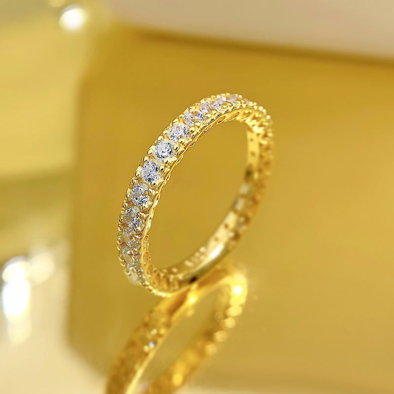 925 Silver Hollow Heart High Carbon Diamond Ring