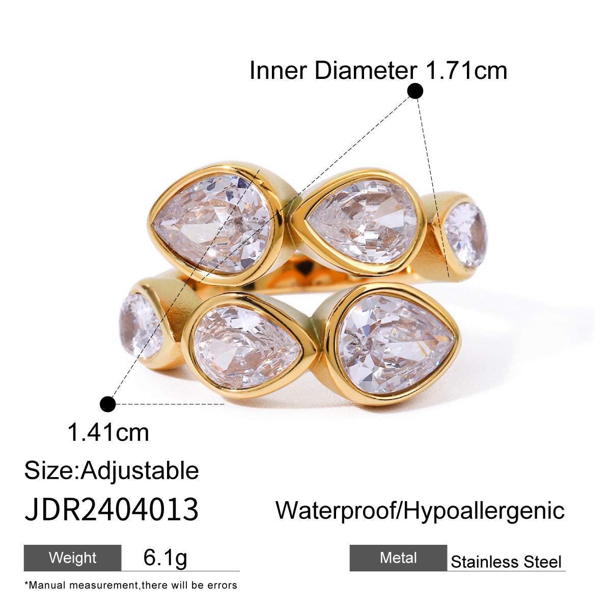 Stainless steel zircon ring