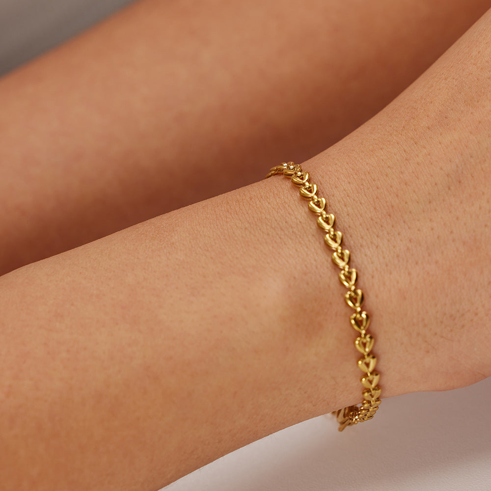 Stainless steel hollow love woven bracelet